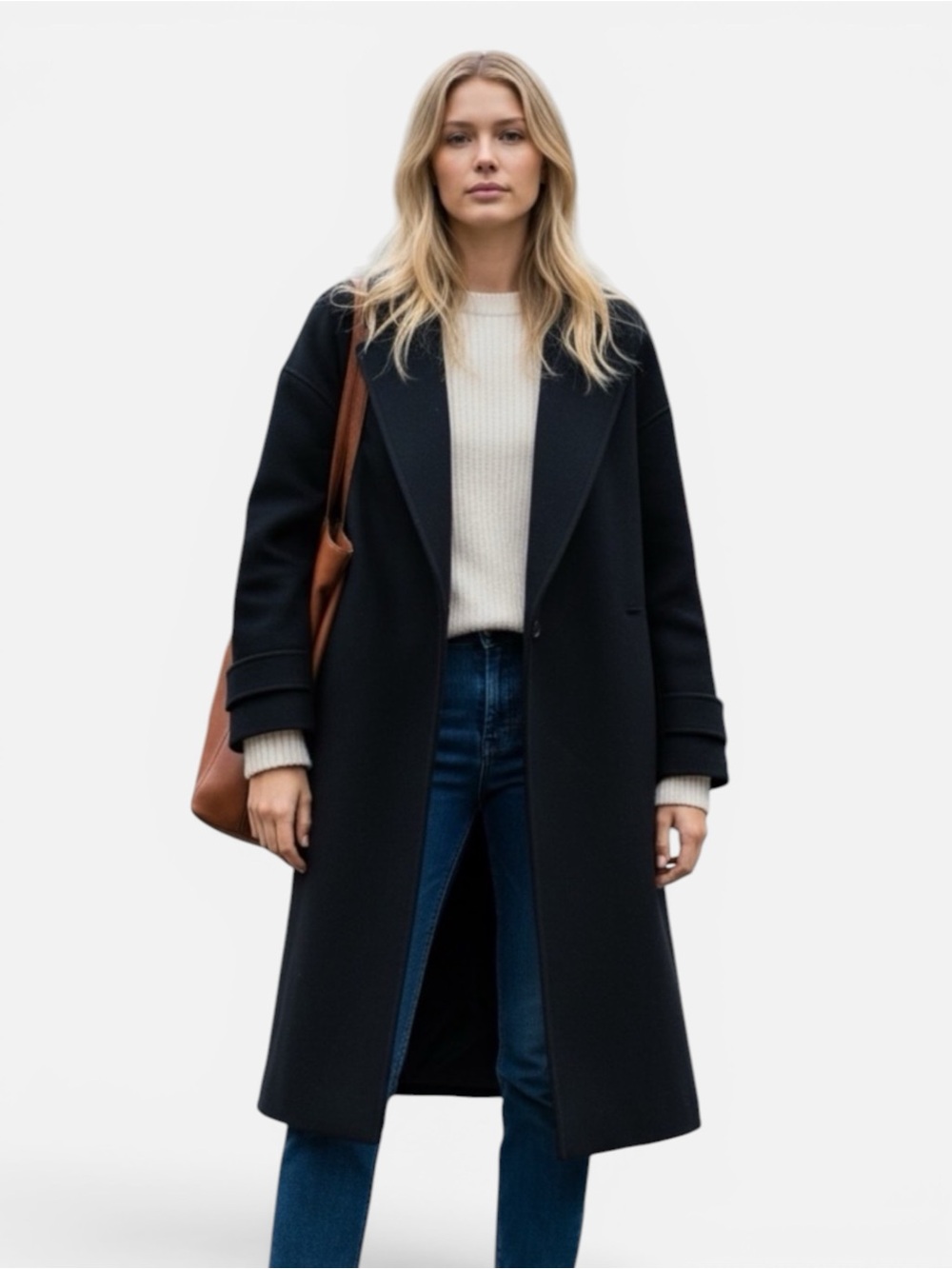 JOSEPH Black Wool Cashmere Coat Minimalist Long Coat Size 0 XS